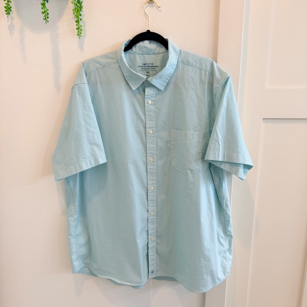 Vineyard Vines On The Go Performance Men's Short Sleeve Striped Button Down XXL
